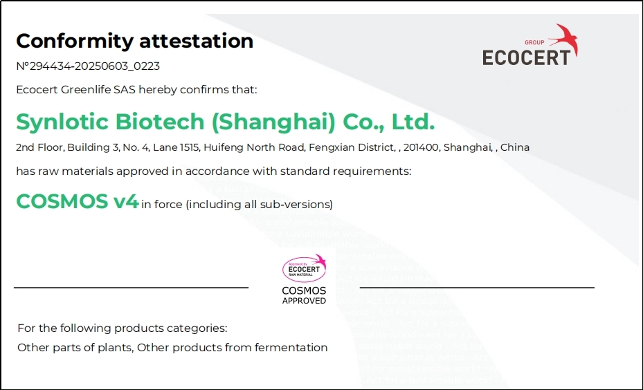 Shanghai Yunluo Yikeduoyin obteve a certificação COSMOS